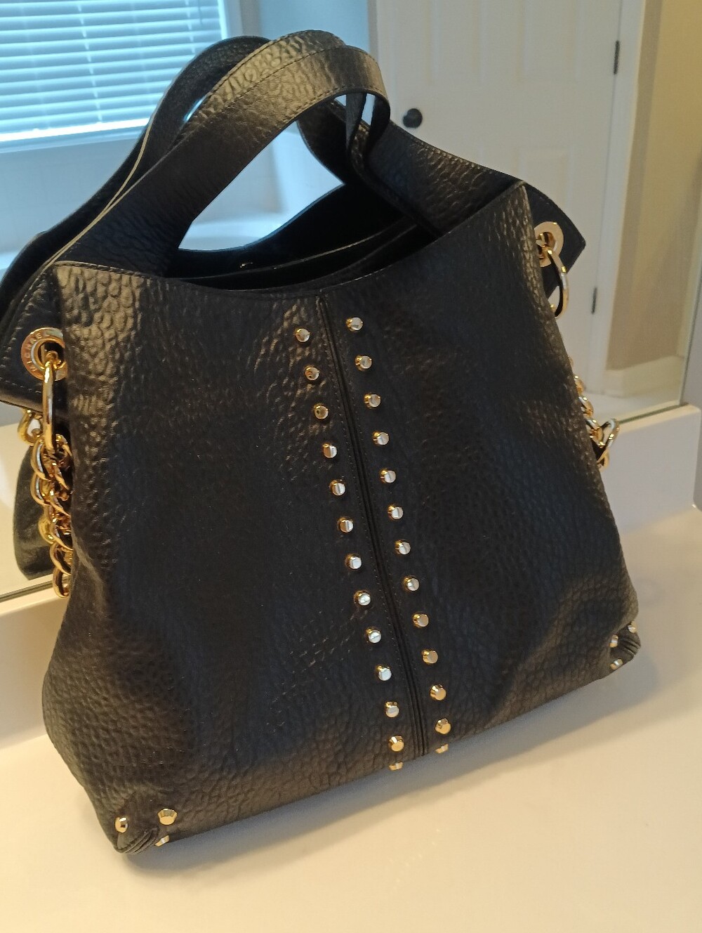 Michael Kors Uptown Astor Black Studded Leather Hobo Bag NWOT